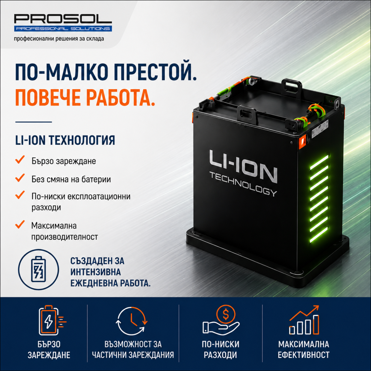 Li-Ion технология за електрокар NOBLELIFT A2 Series