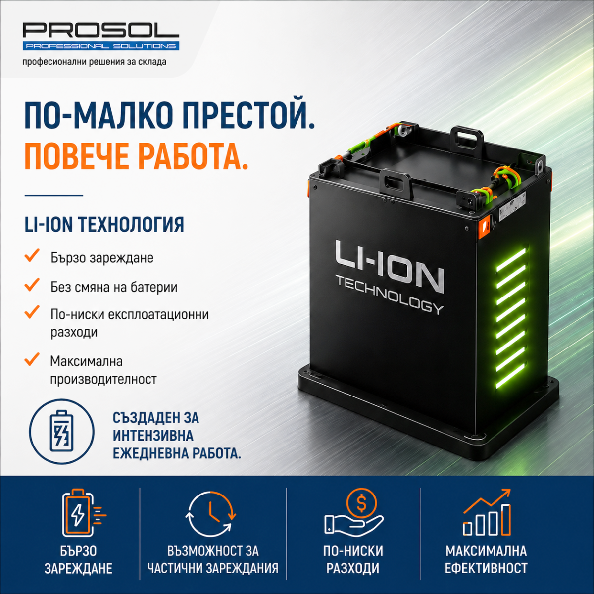 Li-Ion технология за електрокар NOBLELIFT A2 Series